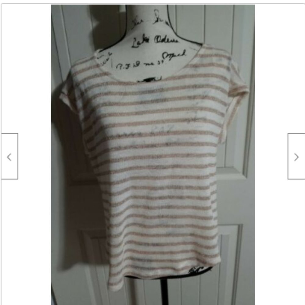 Splendid White Gold Stripe Metallic Knit Rayon S